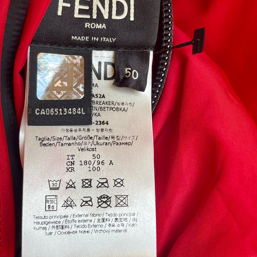 NWT MENS FENDI x KWAY LIMITED EDITION ITALY PERFORATED RED REVERSIBLE JACKET MED - Picture 13 of 15